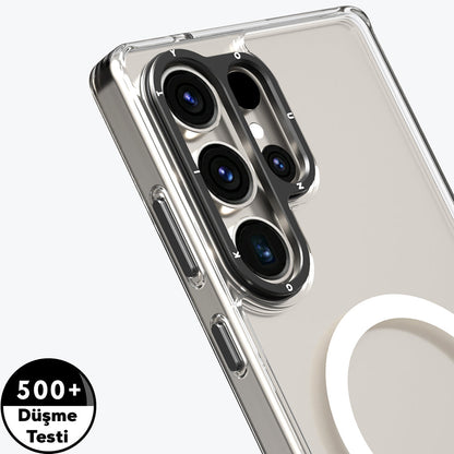 Galaxy S25 Ultra Kılıf M-safe Şarj Özellikli Cam Arka Yüzey TPU Youngkit Gemstone Serisi Kapak - Görsel 6