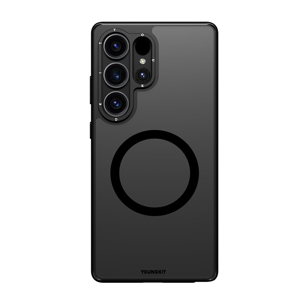 Galaxy S25 Ultra Kılıf M-safe Şarj Özellikli Cam Arka Yüzey TPU Youngkit Gemstone Serisi Kapak - Görsel 2