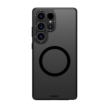 Galaxy S25 Ultra Kılıf M-safe Şarj Özellikli Cam Arka Yüzey TPU Youngkit Gemstone Serisi Kapak - Görsel 2
