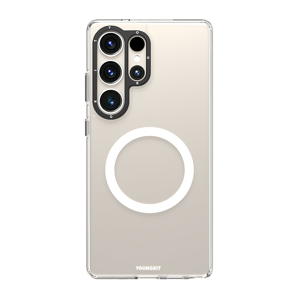 Galaxy S25 Ultra Kılıf M-safe Şarj Özellikli Cam Arka Yüzey TPU Youngkit Gemstone Serisi Kapak - Görsel 4