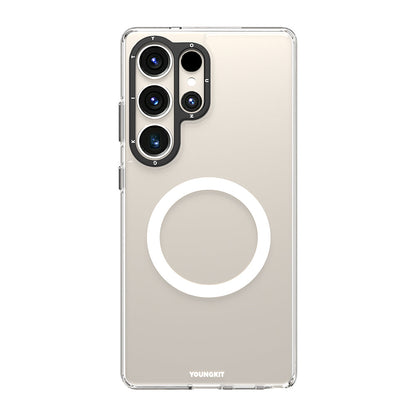 Galaxy S25 Ultra Kılıf M-safe Şarj Özellikli Cam Arka Yüzey TPU Youngkit Gemstone Serisi Kapak - Görsel 4