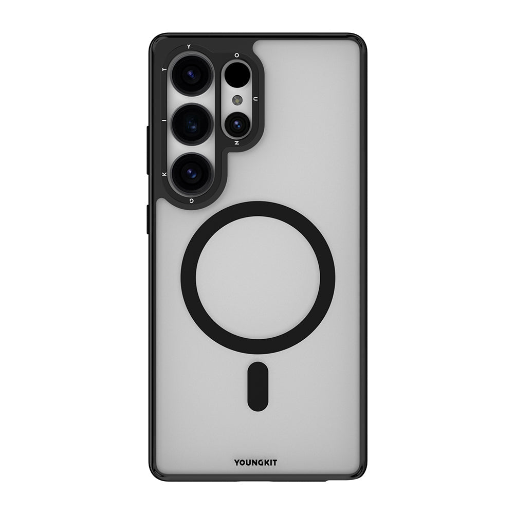 Galaxy S25 Ultra Kılıf M-safe Şarj Özellikli Cam Arka Yüzey TPU Youngkit Gemstone Serisi Kapak - Görsel 12