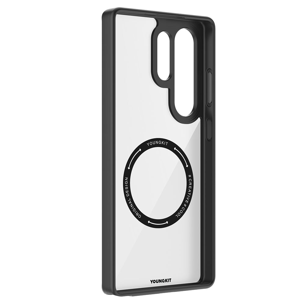 Galaxy S25 Ultra Kılıf M-safe Şarj Özellikli Cam Arka Yüzey TPU Youngkit Gemstone Serisi Kapak - Görsel 15