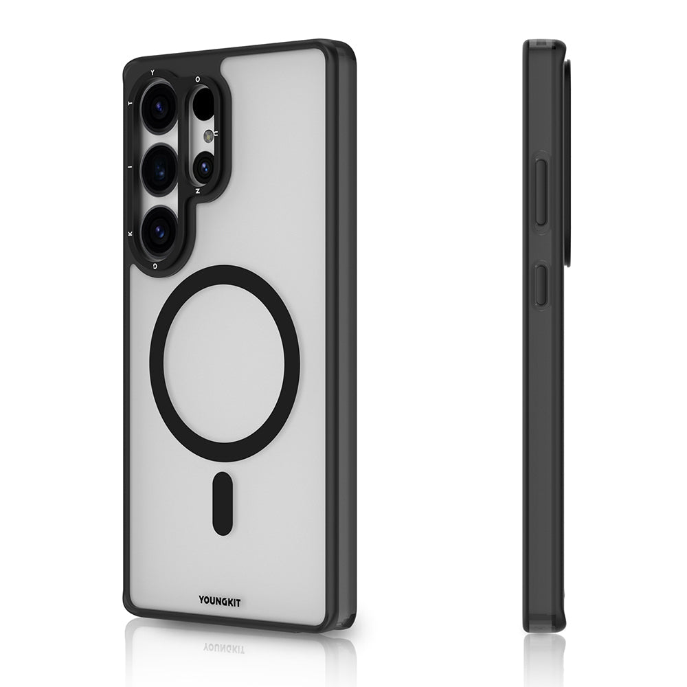 Galaxy S25 Ultra Kılıf M-safe Şarj Özellikli Cam Arka Yüzey TPU Youngkit Gemstone Serisi Kapak - Görsel 16