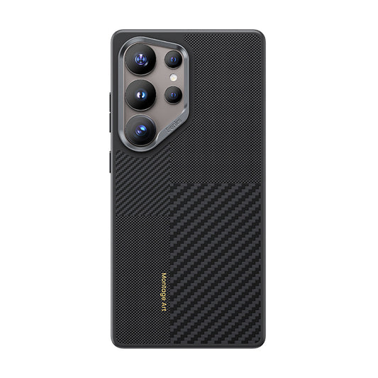 Galaxy S25 Ultra Kılıf M-safe Şarj Özellikli Karbon Fiber Benks Montage Hybrid ArmorPro Kevlar Kapak
