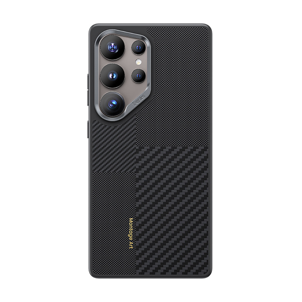 Galaxy S25 Ultra Kılıf M-safe Şarj Özellikli Karbon Fiber Benks Montage Hybrid ArmorPro Kevlar Kapak - Görsel 2