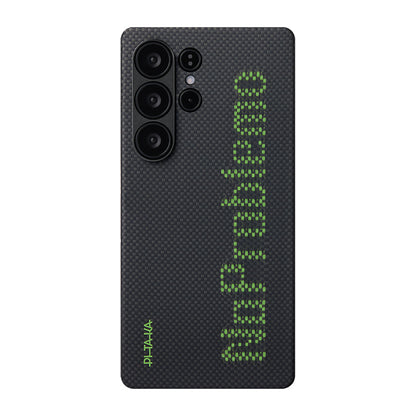 Galaxy S25 Ultra Kılıf M-safe Şarj Özellikli Lumintex Teknolojili Fosforlu Aramid Fiber Pitaka Tactile Woven Aries Serisi Kapak - Görsel 2