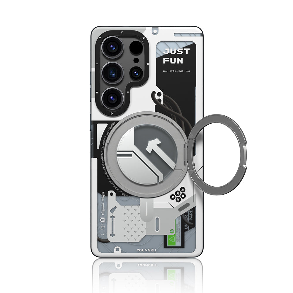 Galaxy S25 Ultra Kılıf M-safe Şarj Özellikli Youngkit 360° Standlı Starship Serisi Kapak - Görsel 2