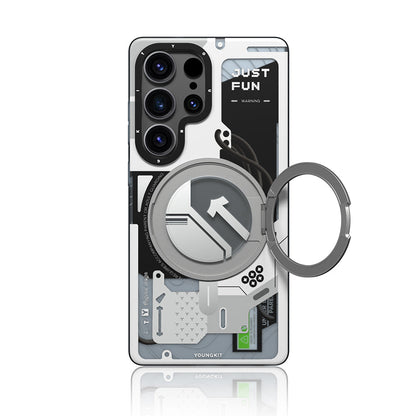 Galaxy S25 Ultra Kılıf M-safe Şarj Özellikli Youngkit 360° Standlı Starship Serisi Kapak - Görsel 2