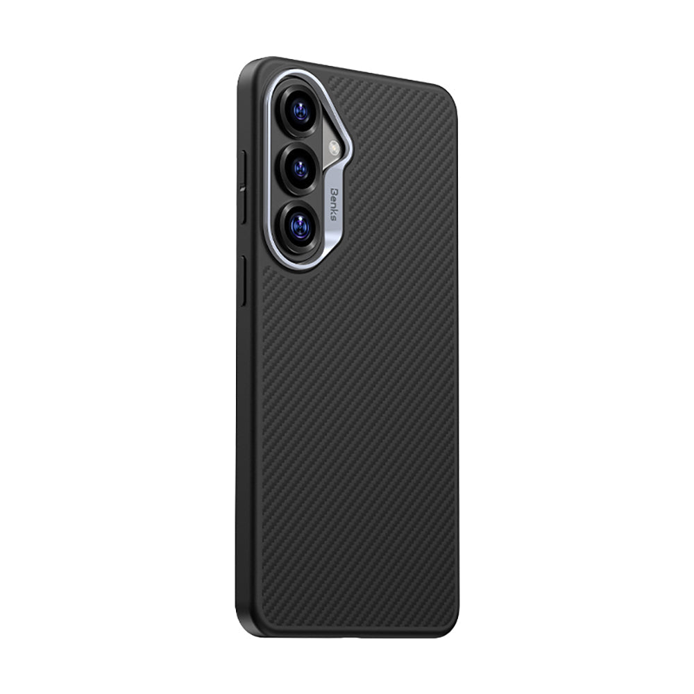 Galaxy S26 Kılıf Karbon Fiber M-safe Şarj Özellikli Benks Hybrid ArmorPro 600D Kevlar Kapak - Görsel 2