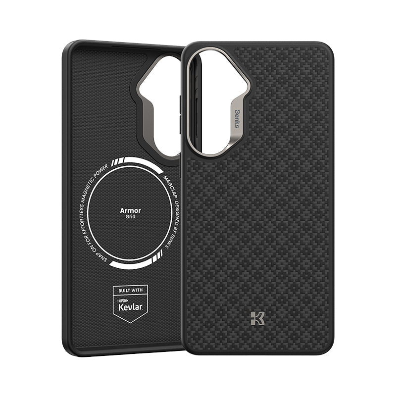 Galaxy S26 Kılıf M-Safe Şarj Özellikli Benks ArmorPro ArmorGrid Serisi Kevlar Kapak - Görsel 4