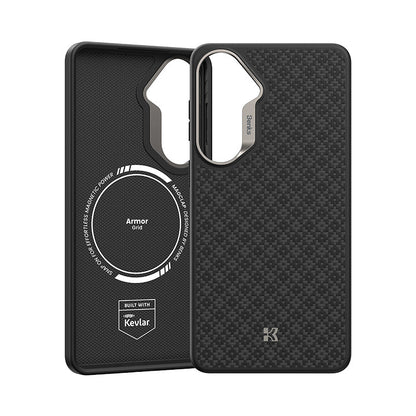 Galaxy S26 Kılıf M-Safe Şarj Özellikli Benks ArmorPro ArmorGrid Serisi Kevlar Kapak - Görsel 4