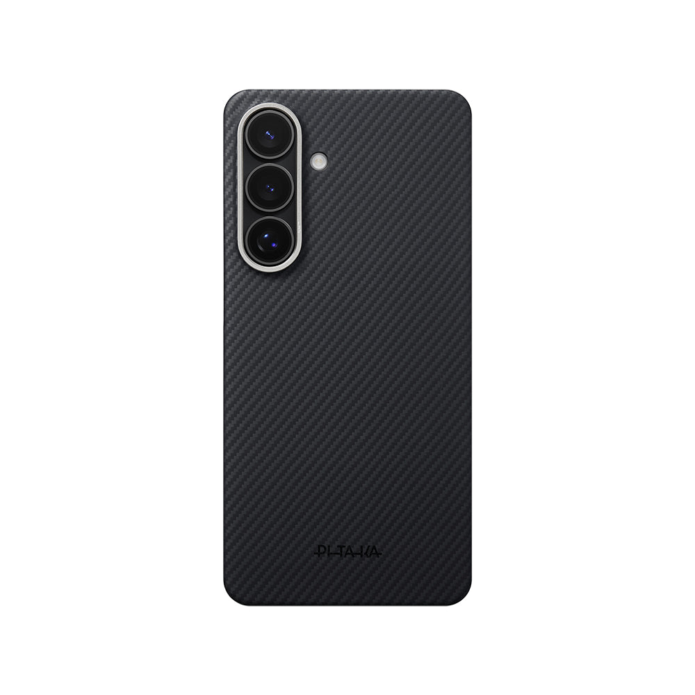 Galaxy S26 Plus Kılıf M-safe Şarj Özellikli 600D Aramid Fiber Pitaka Edge Serisi Black-Grey Twill Kapak