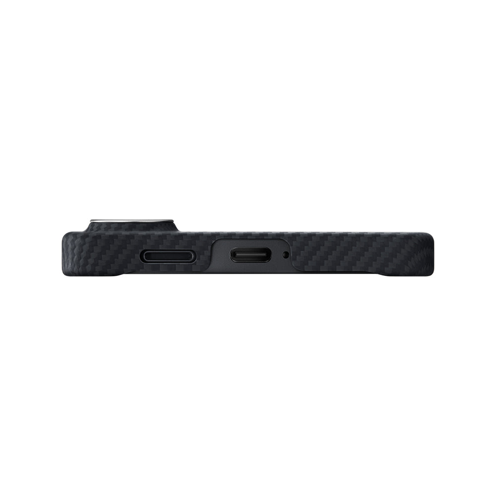 Galaxy S26 Plus Kılıf M-safe Şarj Özellikli 600D Aramid Fiber Pitaka Edge Serisi Black-Grey Twill Kapak - Görsel 5