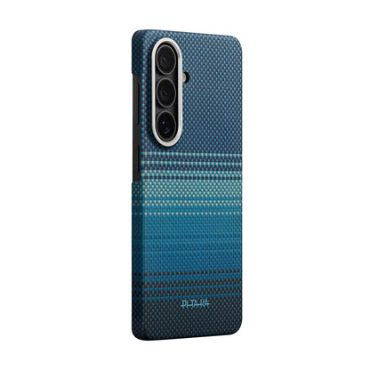 Galaxy S26 Plus Kılıf M-safe Şarj Özellikli Aramid Fiber Pitaka Tactile Woven Sunset-Moonrise Serisi Kapak - Görsel 5