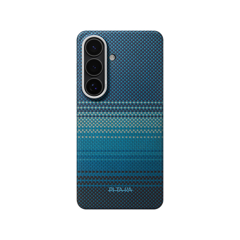 Galaxy S26 Plus Kılıf M-safe Şarj Özellikli Aramid Fiber Pitaka Tactile Woven Sunset-Moonrise Serisi Kapak