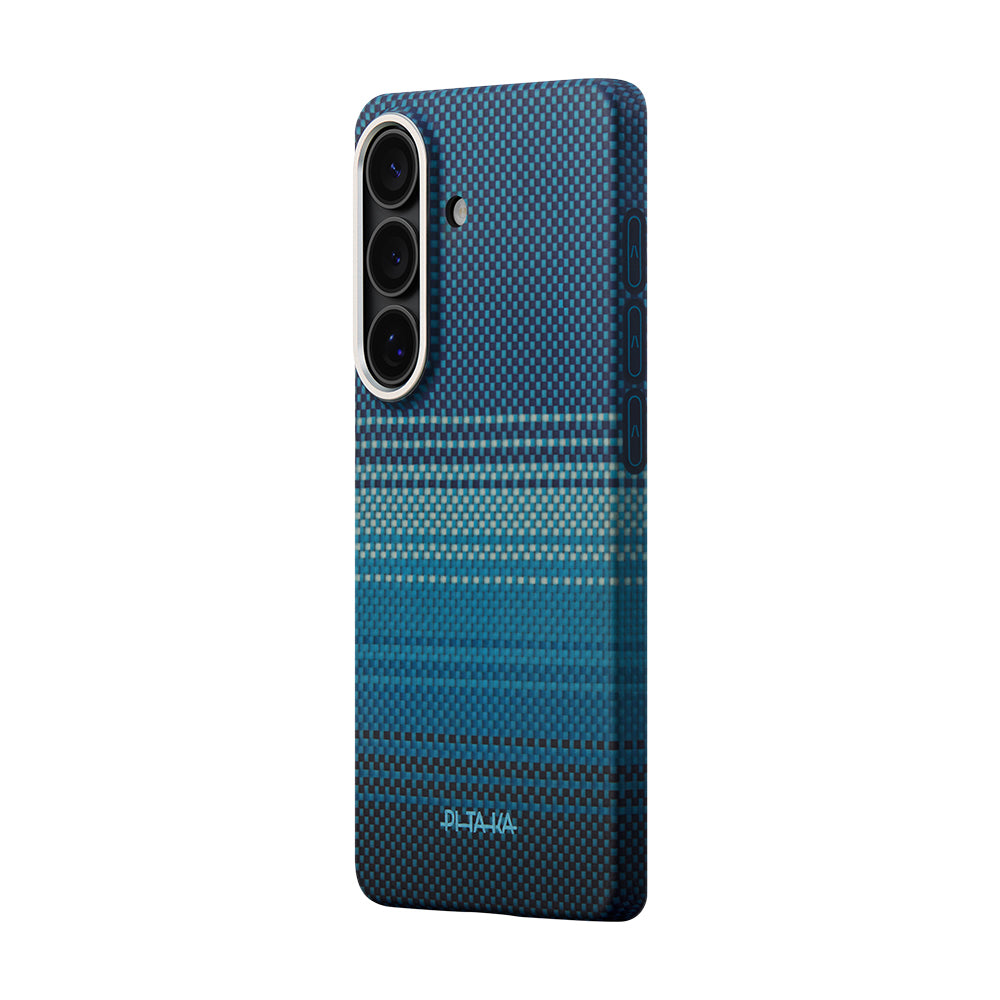 Galaxy S26 Plus Kılıf M-safe Şarj Özellikli Aramid Fiber Pitaka Tactile Woven Sunset-Moonrise Serisi Kapak - Görsel 2