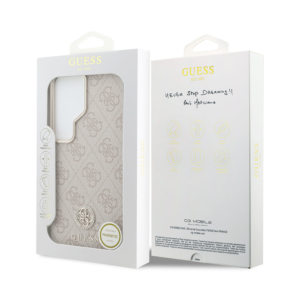 Galaxy S26 Ultra Kılıf Guess Orjinal Lisanslı M-safe Şarj Özellikli Gold Metal Kamera Çerçeveli Taşlı 4G Logolu Kapak - Görsel 8