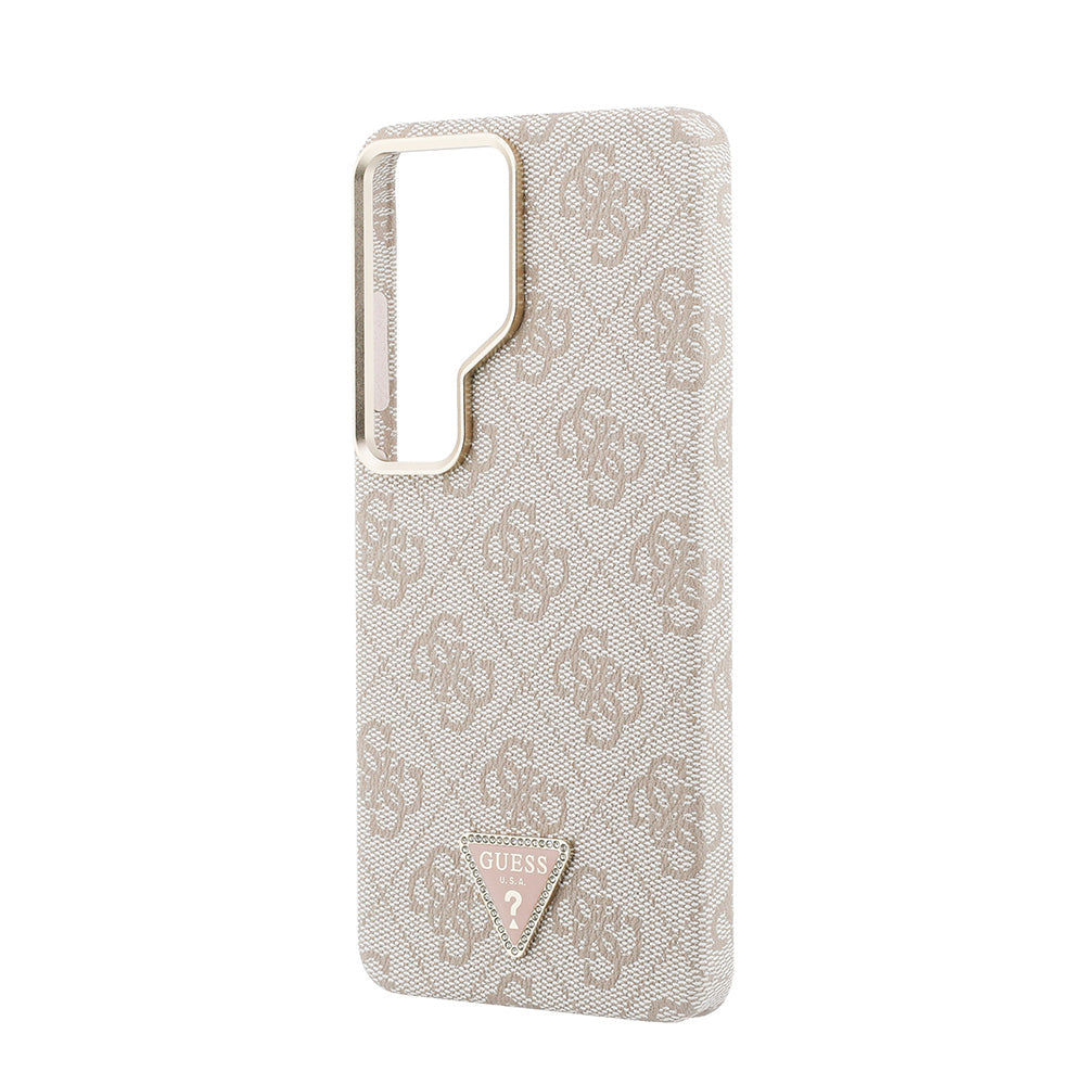 Galaxy S26 Ultra Kılıf Guess Orjinal Lisanslı M-safe Şarj Özellikli Gold Metal Kamera Çerçeveli Taşlı Üçgen Logo 4G Desenli Kapak - Görsel 6