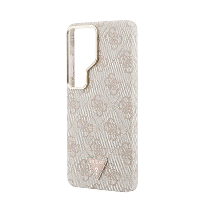 Galaxy S26 Ultra Kılıf Guess Orjinal Lisanslı M-safe Şarj Özellikli Gold Metal Kamera Çerçeveli Taşlı Üçgen Logo 4G Desenli Kapak - Görsel 6