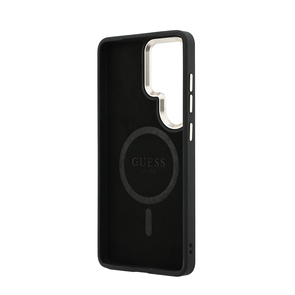 Galaxy S26 Ultra Kılıf Guess Orjinal Lisanslı M-safe Şarj Özellikli Metal Kamera Çerçeveli PU Deri 4G Desenli Yazı Logolu Kapak - Görsel 7