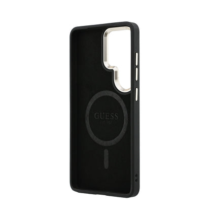 Galaxy S26 Ultra Kılıf Guess Orjinal Lisanslı M-safe Şarj Özellikli Metal Kamera Çerçeveli PU Deri 4G Desenli Yazı Logolu Kapak - Görsel 7