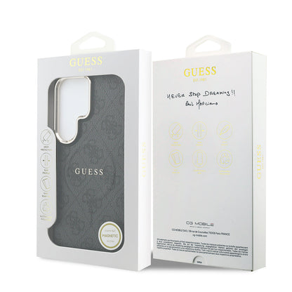 Galaxy S26 Ultra Kılıf Guess Orjinal Lisanslı M-safe Şarj Özellikli Metal Kamera Çerçeveli PU Deri 4G Desenli Yazı Logolu Kapak - Görsel 8
