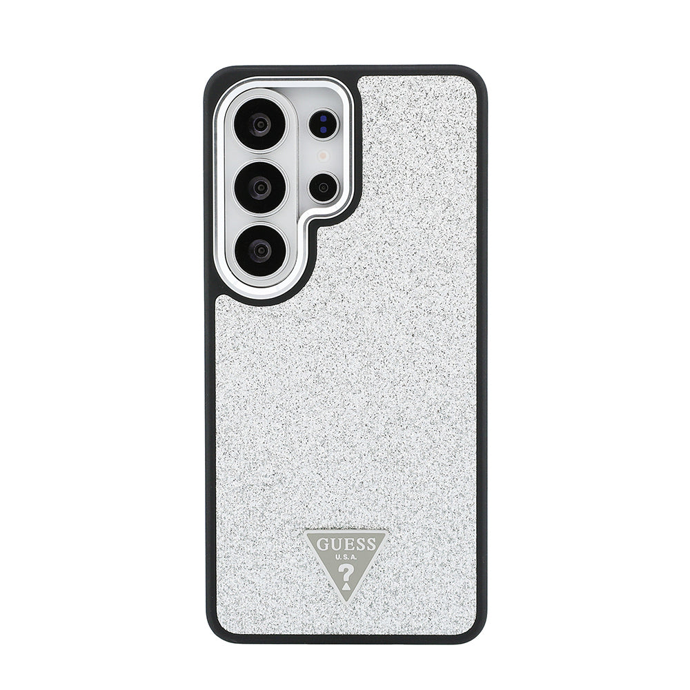 Galaxy S26 Ultra Kılıf Guess Orjinal Lisanslı M-safe Şarj Özellikli Metal Kamera Çerçeveli Üçgen Logolu Glitter Kapak - Görsel 3