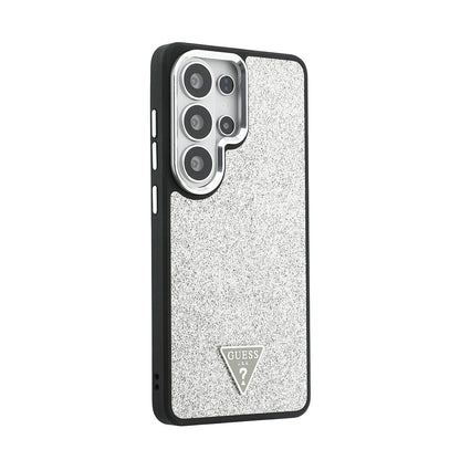 Galaxy S26 Ultra Kılıf Guess Orjinal Lisanslı M-safe Şarj Özellikli Metal Kamera Çerçeveli Üçgen Logolu Glitter Kapak - Görsel 4