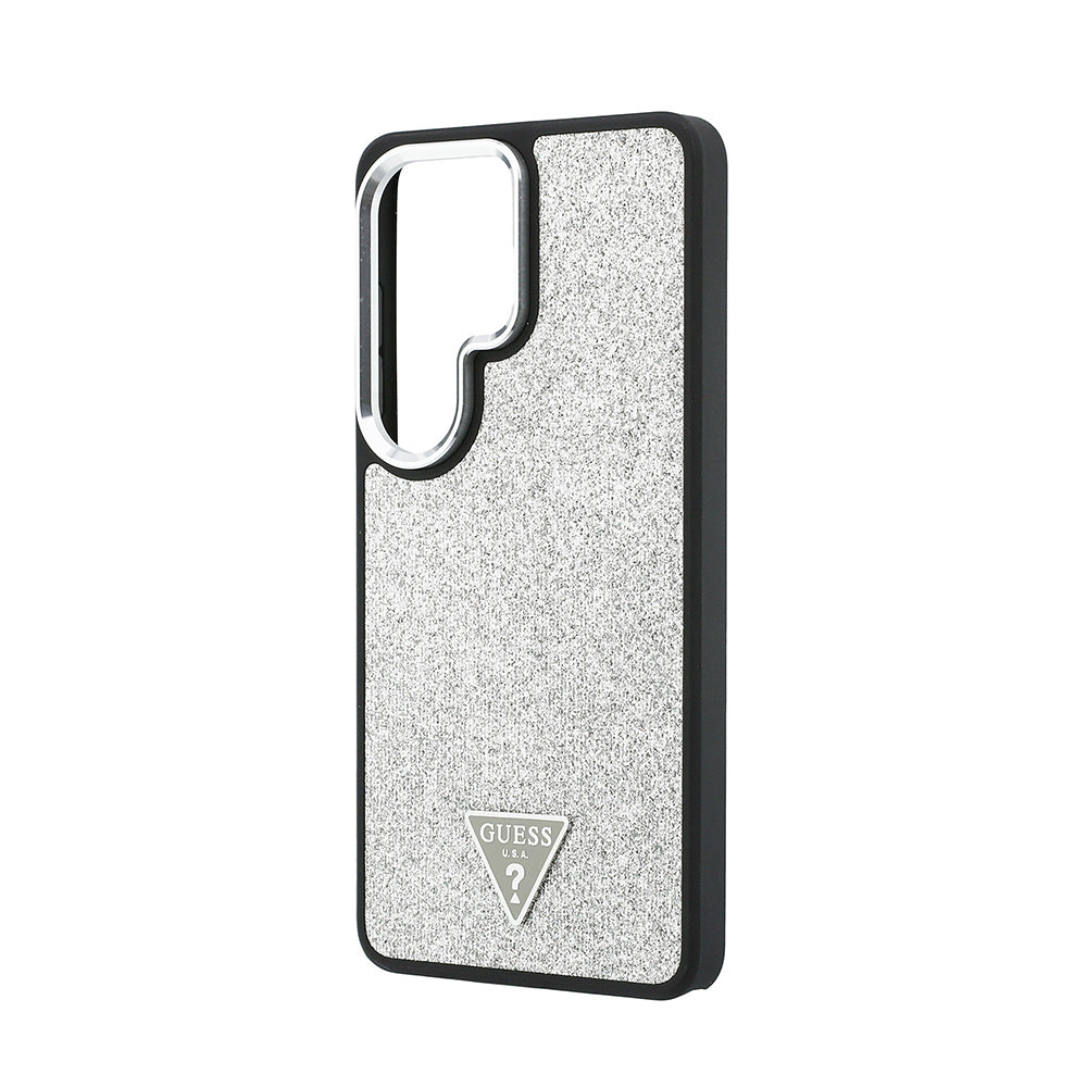 Galaxy S26 Ultra Kılıf Guess Orjinal Lisanslı M-safe Şarj Özellikli Metal Kamera Çerçeveli Üçgen Logolu Glitter Kapak - Görsel 6