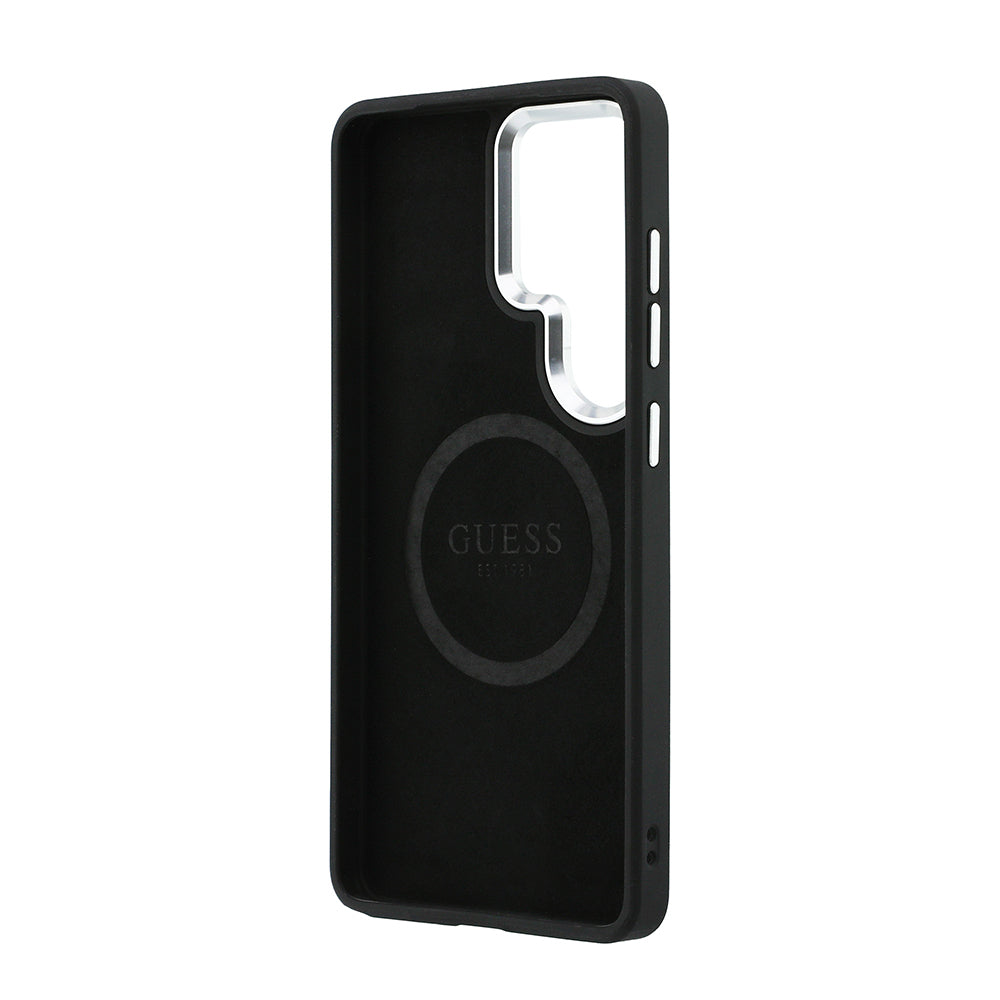 Galaxy S26 Ultra Kılıf Guess Orjinal Lisanslı M-safe Şarj Özellikli Metal Kamera Çerçeveli Üçgen Logolu Glitter Kapak - Görsel 7