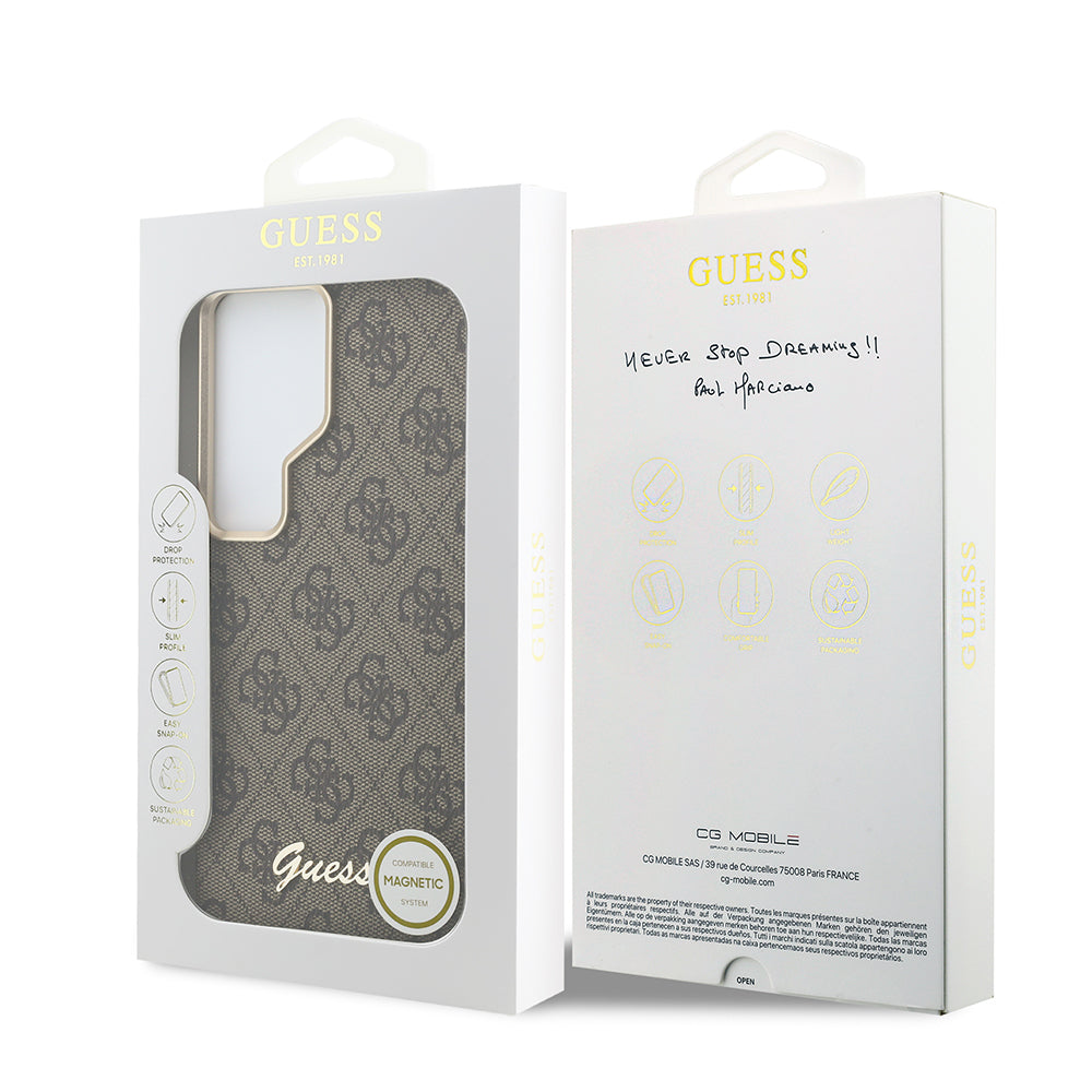 Galaxy S26 Ultra Kılıf Guess Orjinal Lisanslı M-safe Şarj Özellikli Script Yazı Logolu 4G Desenli Kapak - Görsel 8