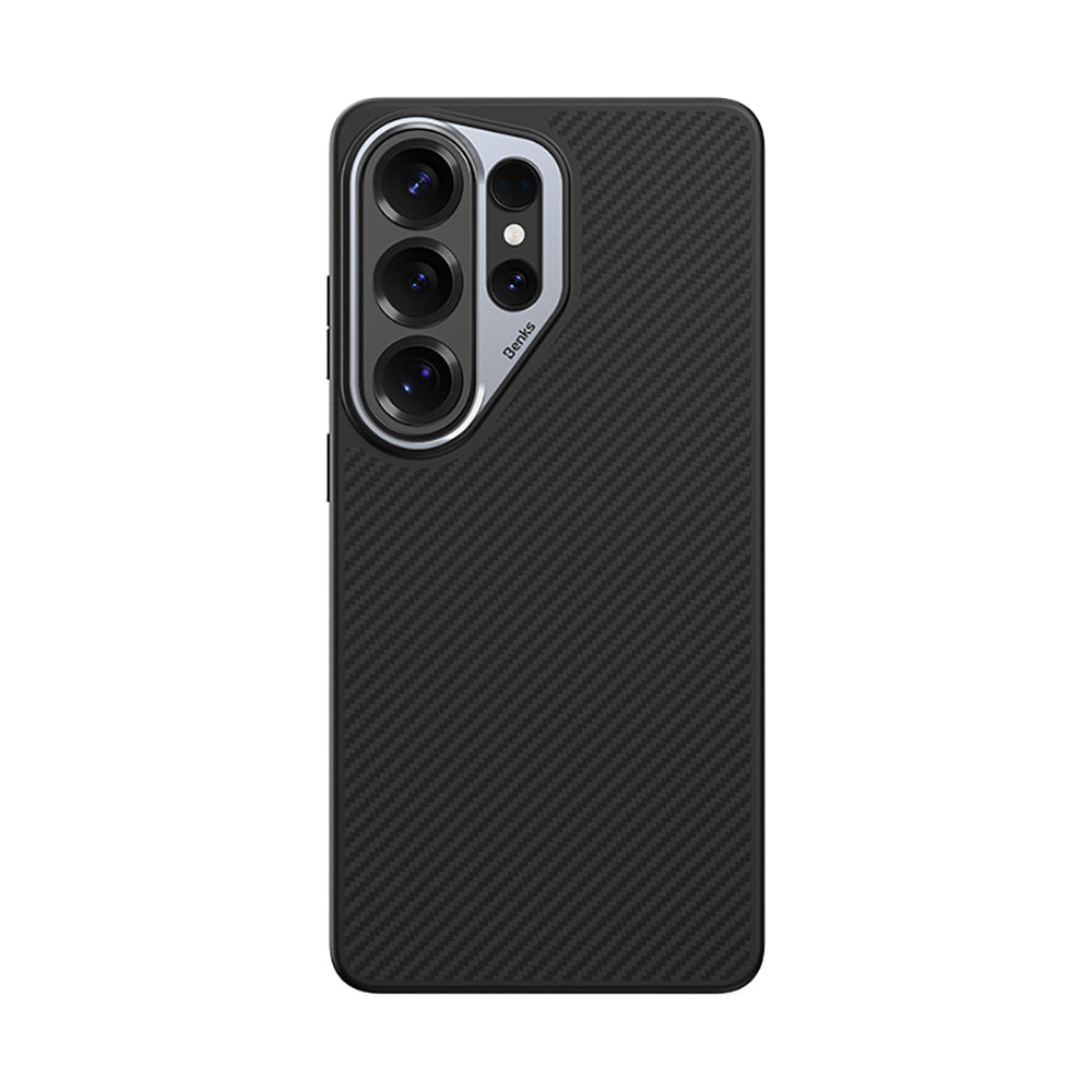 Galaxy S26 Ultra Kılıf Karbon Fiber M-safe Şarj Özellikli Benks Hybrid ArmorPro 600D Kevlar Kapak