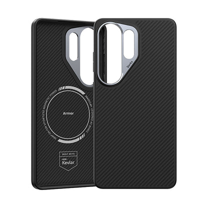Galaxy S26 Ultra Kılıf Karbon Fiber M-safe Şarj Özellikli Benks Hybrid ArmorPro 600D Kevlar Kapak - Görsel 4