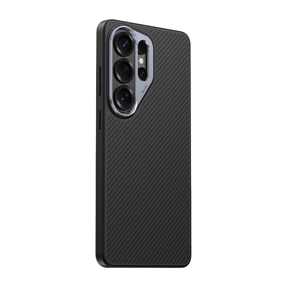 Galaxy S26 Ultra Kılıf Karbon Fiber M-safe Şarj Özellikli Benks Hybrid ArmorPro 600D Kevlar Kapak - Görsel 2