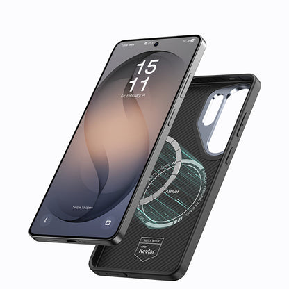 Galaxy S26 Ultra Kılıf Karbon Fiber M-safe Şarj Özellikli Benks Hybrid ArmorPro 600D Kevlar Kapak - Görsel 5