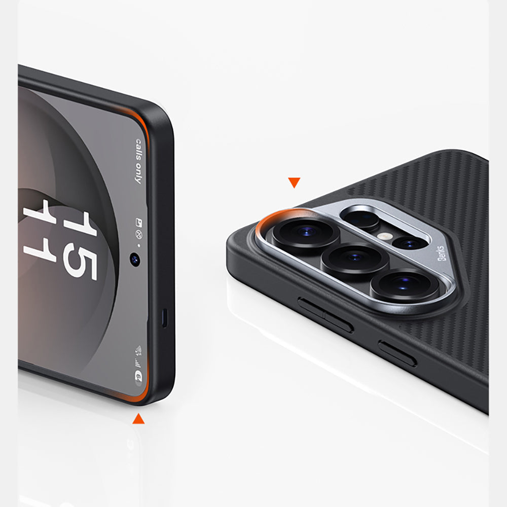 Galaxy S26 Ultra Kılıf Karbon Fiber M-safe Şarj Özellikli Benks Hybrid ArmorPro 600D Kevlar Kapak - Görsel 7
