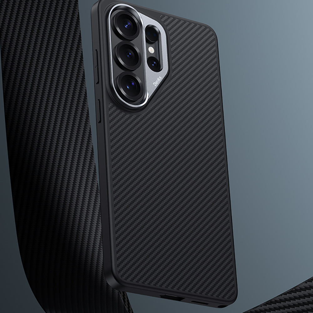 Galaxy S26 Ultra Kılıf Karbon Fiber M-safe Şarj Özellikli Benks Hybrid ArmorPro 600D Kevlar Kapak - Görsel 10