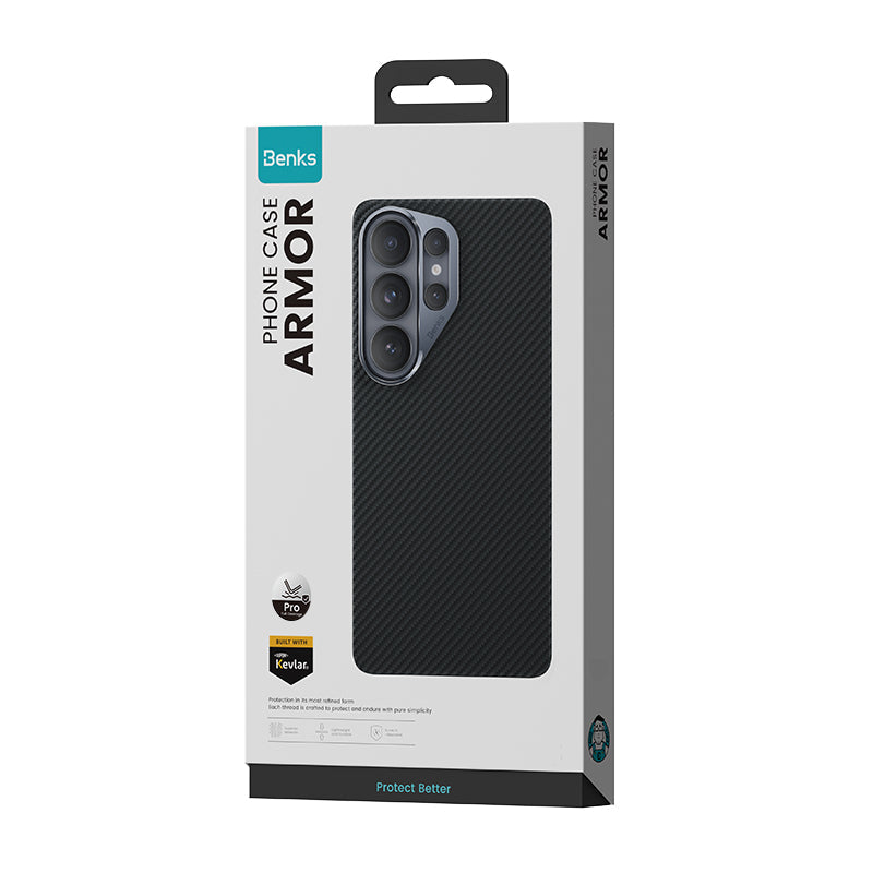 Galaxy S26 Ultra Kılıf Karbon Fiber M-safe Şarj Özellikli Benks Hybrid ArmorPro 600D Kevlar Kapak - Görsel 11