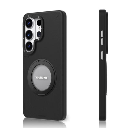 Galaxy S26 Ultra Kılıf M-safe Şarj Özellikli 360° Standlı Basit Mat Deri Desenli Youngkit Tech Leather Serisi Kapak - Görsel 4