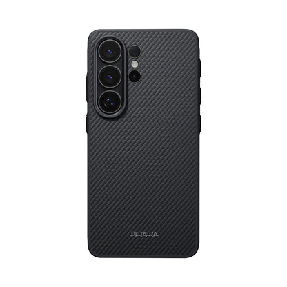 Galaxy S26 Ultra Kılıf M-safe Şarj Özellikli 600D Aramid Fiber Pitaka Cairn Serisi Black-Grey Twill Kapak