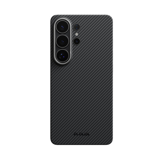 Galaxy S26 Ultra Kılıf M-safe Şarj Özellikli 600D Aramid Fiber Pitaka Ultra-Slim Classic Serisi Black-Grey Twill Kapak