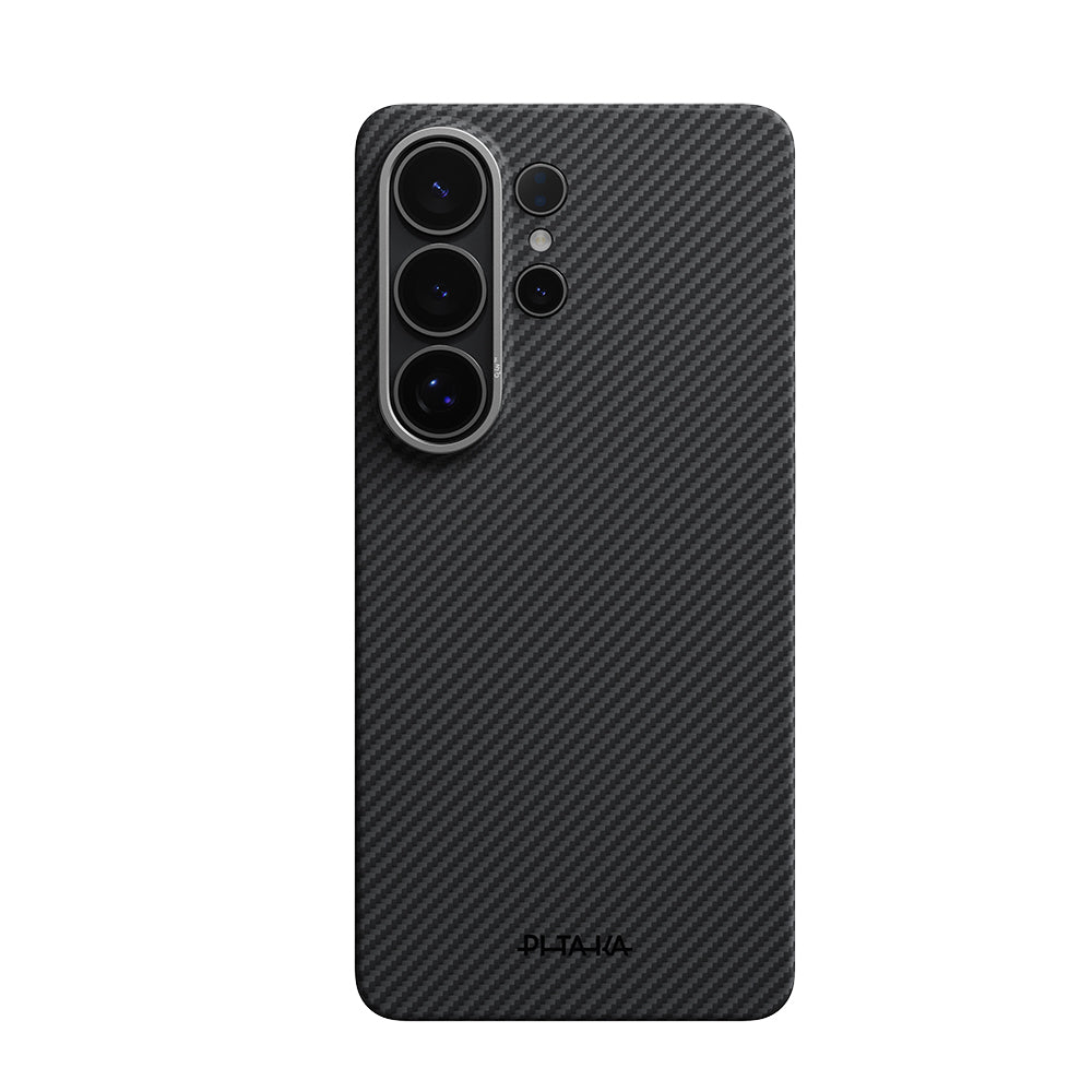 Galaxy S26 Ultra Kılıf M-safe Şarj Özellikli 600D Aramid Fiber Pitaka Ultra-Slim Classic Serisi Black-Grey Twill Kapak - Görsel 2