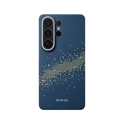 Galaxy S26 Ultra Kılıf M-safe Şarj Özellikli Aramid Fiber Pitaka Tactile Woven Starpeak Edge Serisi Milky Way Galaxy Kapak