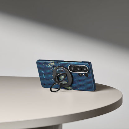 Galaxy S26 Ultra Kılıf M-safe Şarj Özellikli Aramid Fiber Pitaka Tactile Woven Starpeak Edge Serisi Milky Way Galaxy Kapak - Görsel 14