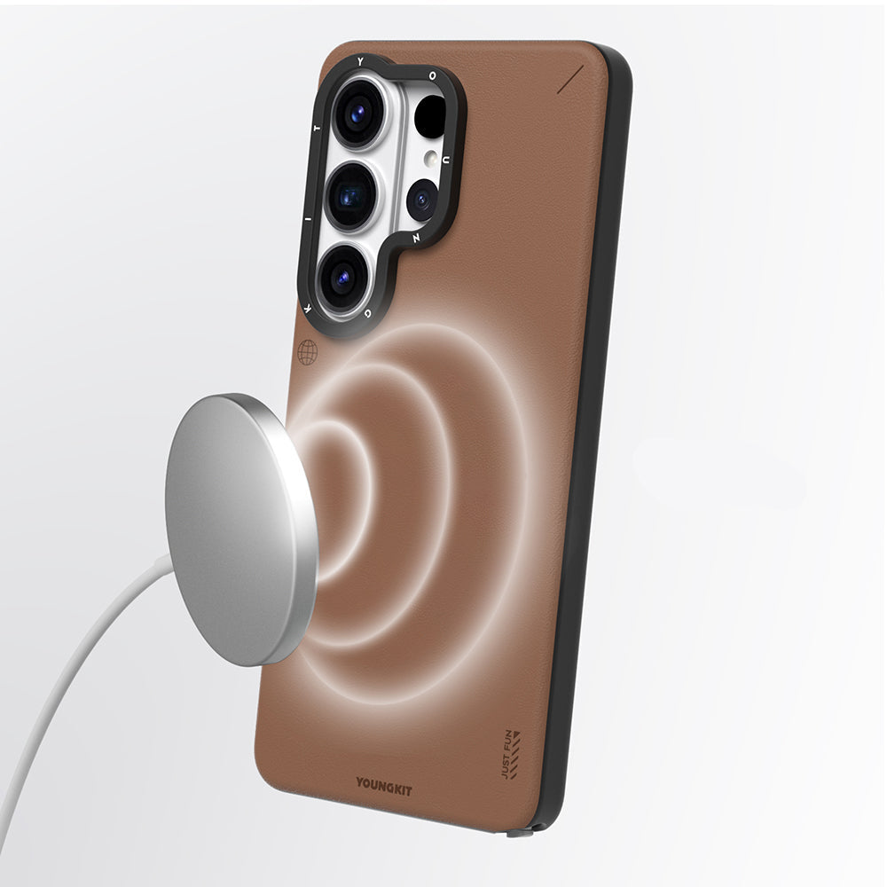 Galaxy S26 Ultra Kılıf M-safe Şarj Özellikli Basit Mat Deri Desenli Youngkit Tech Fashion Serisi Kapak - Görsel 8