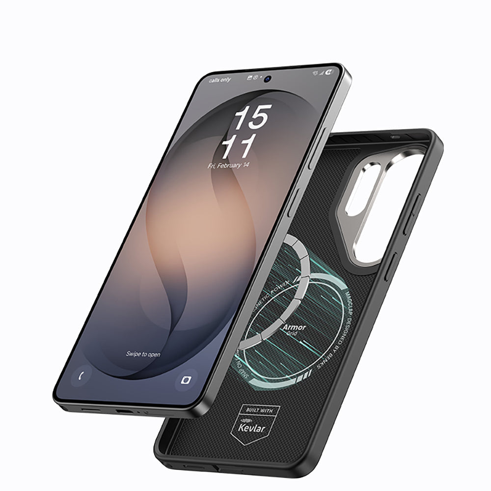 Galaxy S26 Ultra Kılıf M-Safe Şarj Özellikli Benks ArmorPro ArmorGrid Serisi Kevlar Kapak - Görsel 5