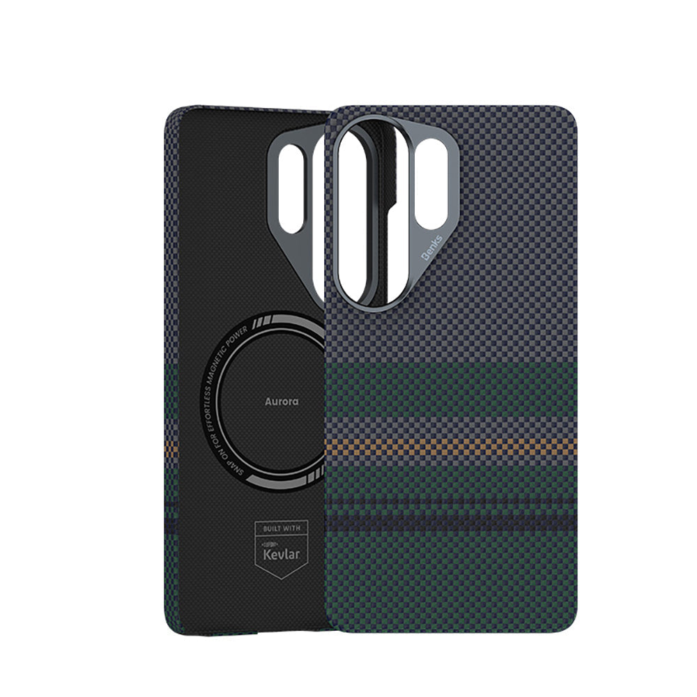 Galaxy S26 Ultra Kılıf M-safe Şarj Özellikli Karbon Fiber Tasarımlı Benks Aurora ArmorAir Kevlar Kapak - Görsel 2