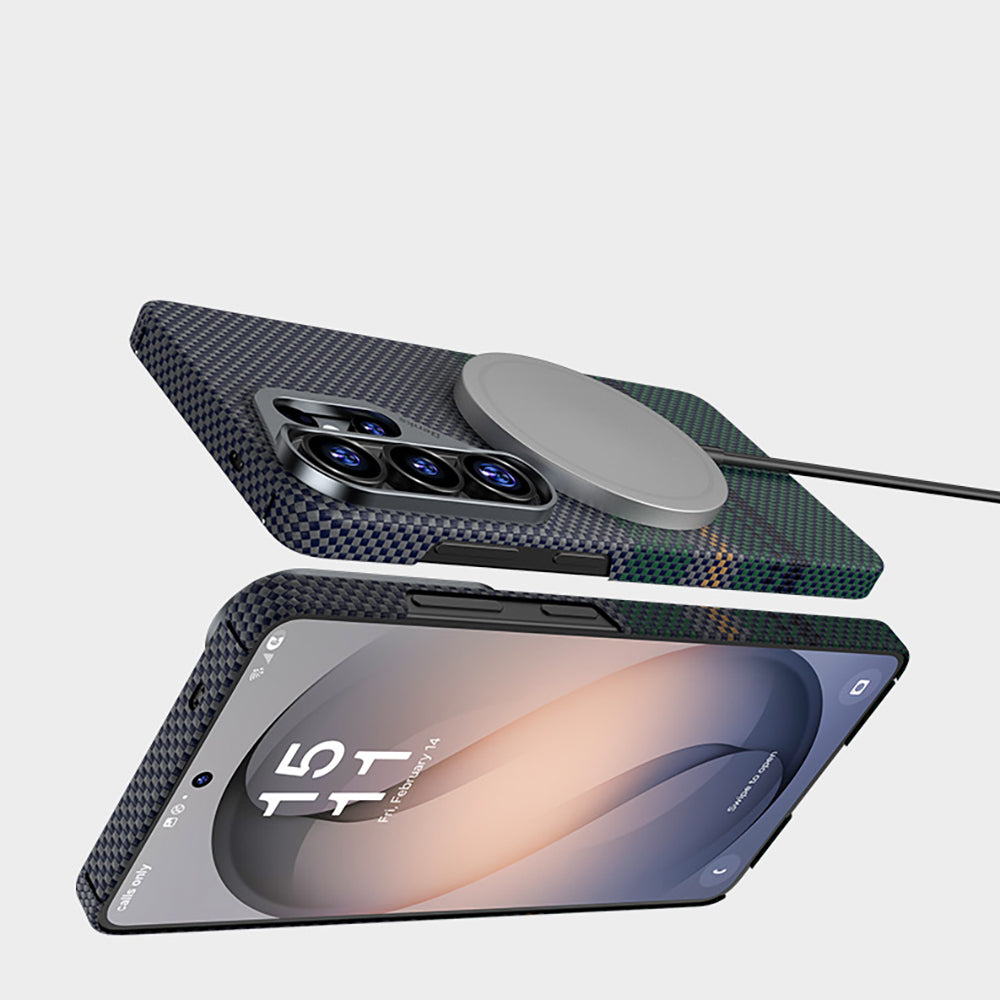 Galaxy S26 Ultra Kılıf M-safe Şarj Özellikli Karbon Fiber Tasarımlı Benks Aurora ArmorAir Kevlar Kapak - Görsel 6