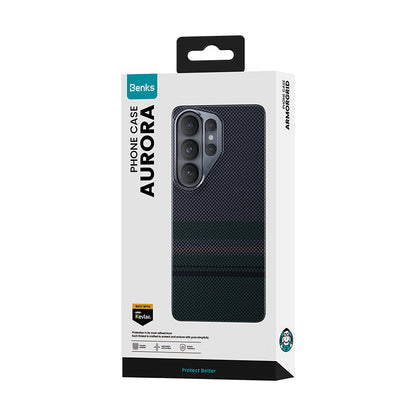 Galaxy S26 Ultra Kılıf M-safe Şarj Özellikli Karbon Fiber Tasarımlı Benks Aurora ArmorAir Kevlar Kapak - Görsel 11